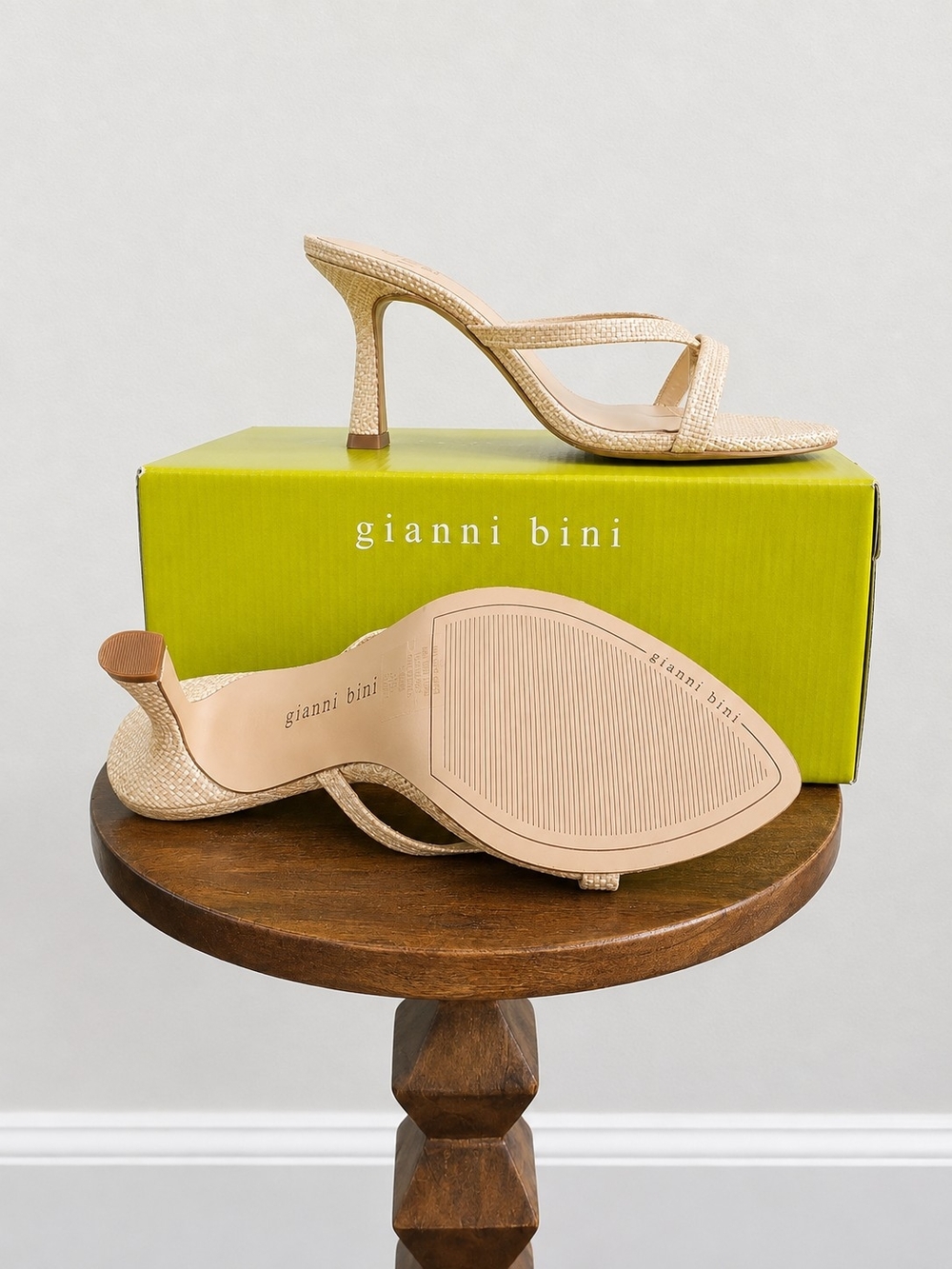 Gianni Bini Metallic Gold Strappy Mid-Heel Mules